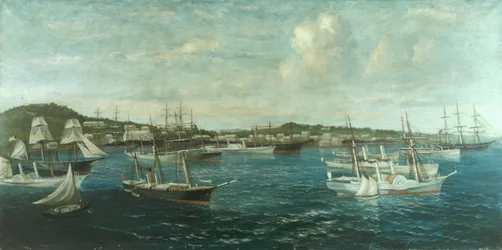 Blockadebrecher im Hafen von St. George, Bermuda, ca. 1861-65